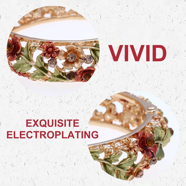 Woman Ethnic Style Bangle Flower Hallow Out Skin-friendly Charm Bracelets Valentine's Day Birthday Gifts for Her 3