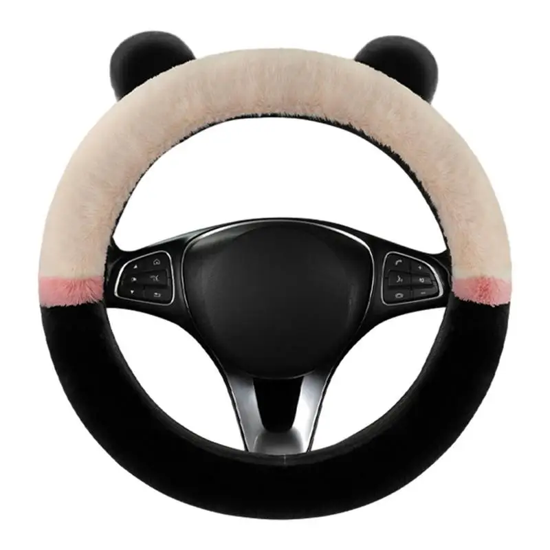 

Universal Car Gear Shift Handbrake Steering Wheel Plush Cover Set Fluffy Winter Warm Auto Interior Accessories Women Man 38cm