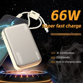 20000mAh 66W Fast Charge Power Bank CCC Chinese Certification with Cable for Xiaomi Huawei Samsung IPhone