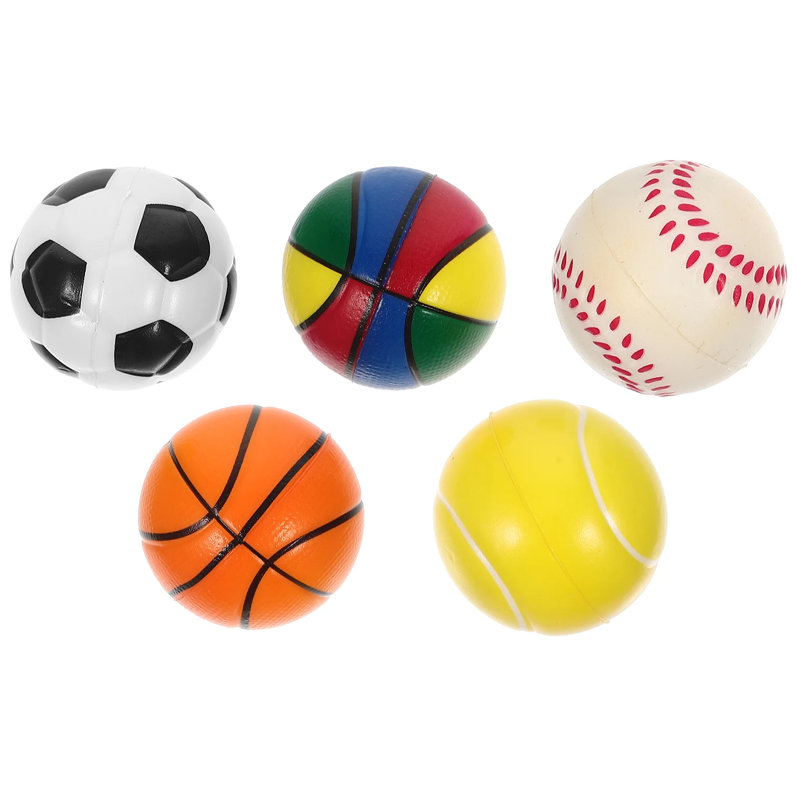 

5 Pcs Bouncy Ball Cognitive Toy Mini Basketball Sports Stress Balls Party Favors Football Kids Toys Baseball Pu Sponge