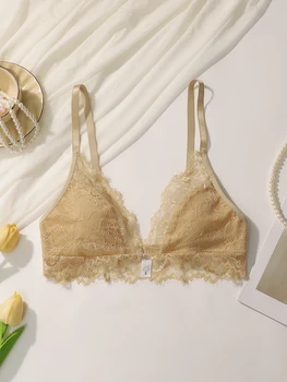 Women's sexy lingerie front buckle lace without steel ring gathering push up bra shoulder strap adjustable daily bra MR2760 1