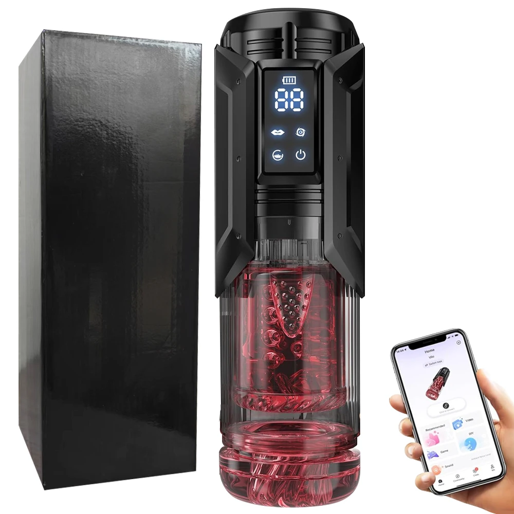 Male Masturbator Stroker with 7 Sucking Thrusting Rotating & 7 Licking Adult Toys, Pocket Pussy Mens Sex Toy Blowjob Sex Machine