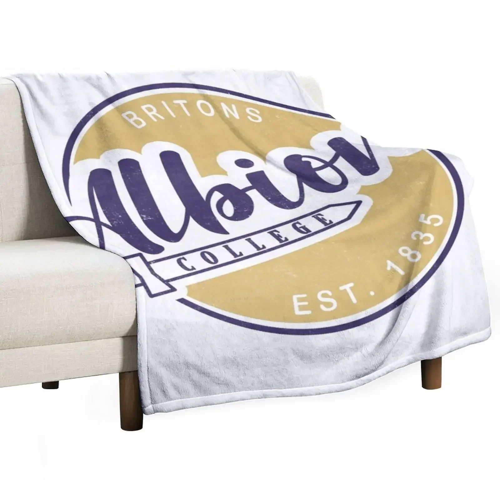 

Albion College Circle Logo Throw Blanket sofa bed Fashion Sofas Vintage Blankets
