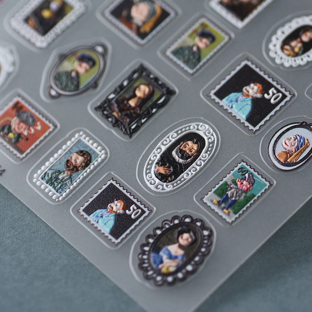 Cute 5D Nail Art Decoration Sticker Portrait Oil Painting Stamp Design Self-Adhesive Slider Decals Manicure Accessories Suuplies