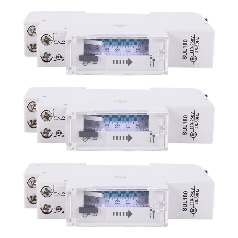 

LBER 3X SUL180A 15 Minutes Mechanical Timer 24 Hours Programmable Din Rail Timer Time Switch Relay Analysis Instruments