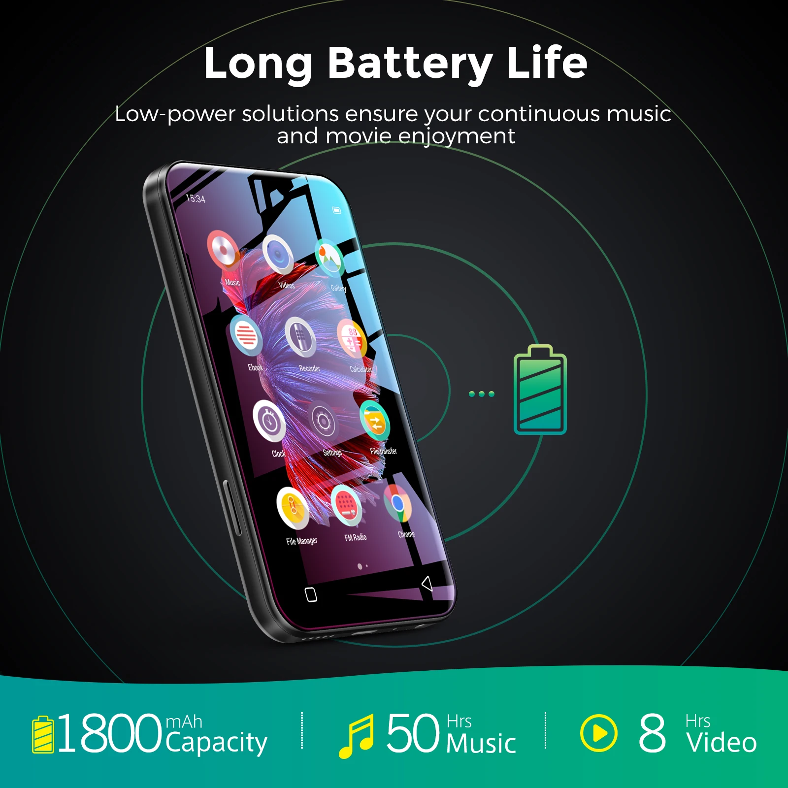 TIMMKOO 4.0 Bluetooth HiFi音MP3プレーヤースポーツ デジタルオーディオプレーヤーウォークマン音プレーヤー小型ポータブルMP3およびMP4プレーヤー TIMMKOO 72GB MP3 Player with Bluetooth, 4.0\" Full TouchScreen Mp4 Mp3  Player with Speaker, Portable HiFi Sound Mp3 Music Player with Bluetooth,  Voice