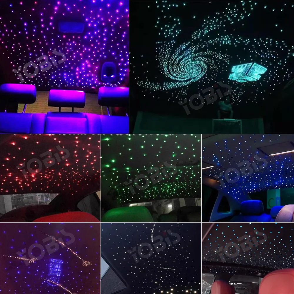 반짝이는 별이 빛나는 하늘 자동차 별 천장 조명, 하늘 자동차 홈 장식, RGB 인테리어 분위기 조명, 블루투스 12V 광섬유 조명, 16W