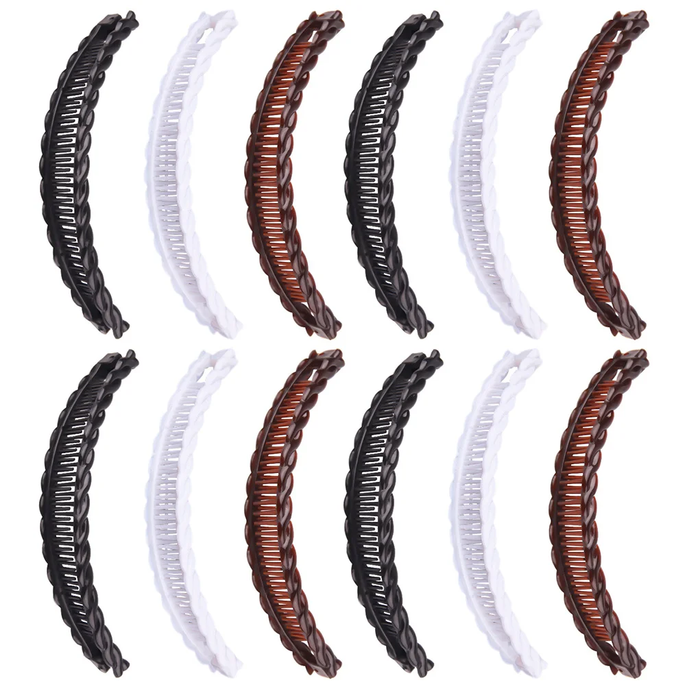

12Pcs Curly Hair Accessories Women Ladies Banana Clips Hair Hairpin Fine Large Thick Plastic Professional Styling Accessories