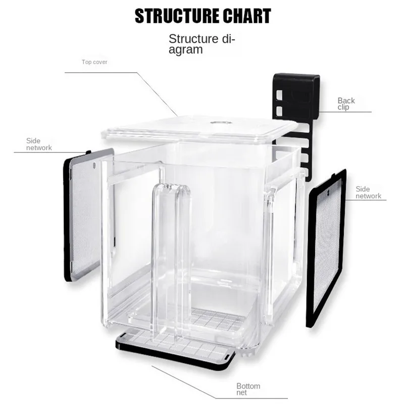Acrylic Stainless Steel Fish Tank Isolation Box Pneumatic Spawning and Incubation Box Ornamental Fish Breeding Spawning Room fish aquarium fish breeding box