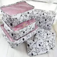 6pcs Snoopy Waterproof Travel Storage Bag Clothes Storage Set Handbag Travel Bag Coin Purse Underwear Bag Organizer 1
