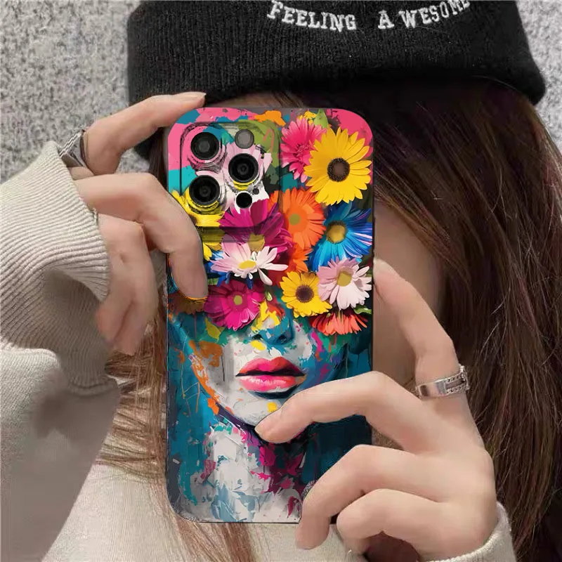 Creative Flower Girl Phone Cover - Stylish and Protective Case