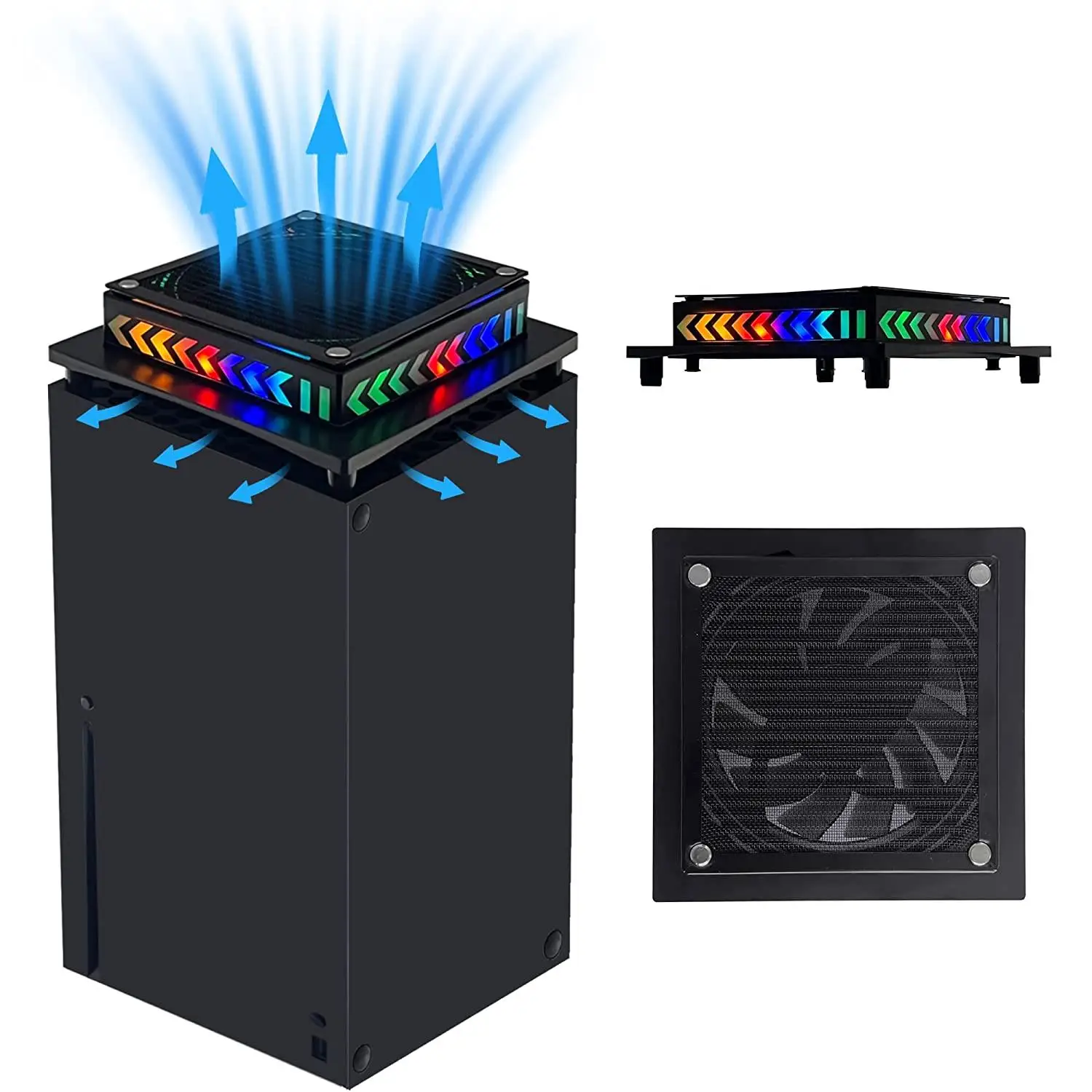Top Cooling Fan Cooler System for Xbox Series X with Table Stand and RGB LED Light for Xbox