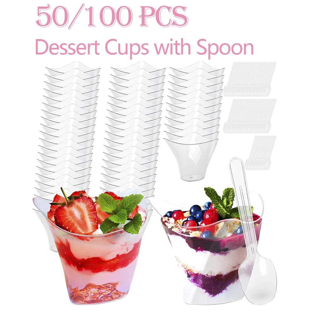50-150 Clear Small Cups Reusable Party Wedding Pot Jelly Dessert Cup - Foto 2
