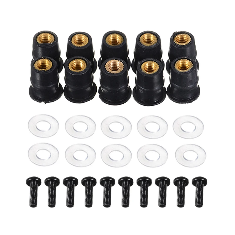 20Pcs/Set M5 5mm Metric Rubber Well Nuts Windscreen Windshield Fairing Cowl For Honda For Suzuki Auto Motorbike Off-road
