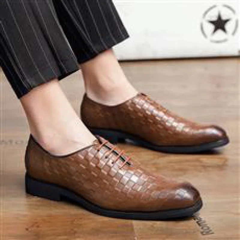 

Leather Shoes Men's Spring and Summer British Style Business Formal Wear round Head Leisure Fashion Black Men's Shoes Low-Top