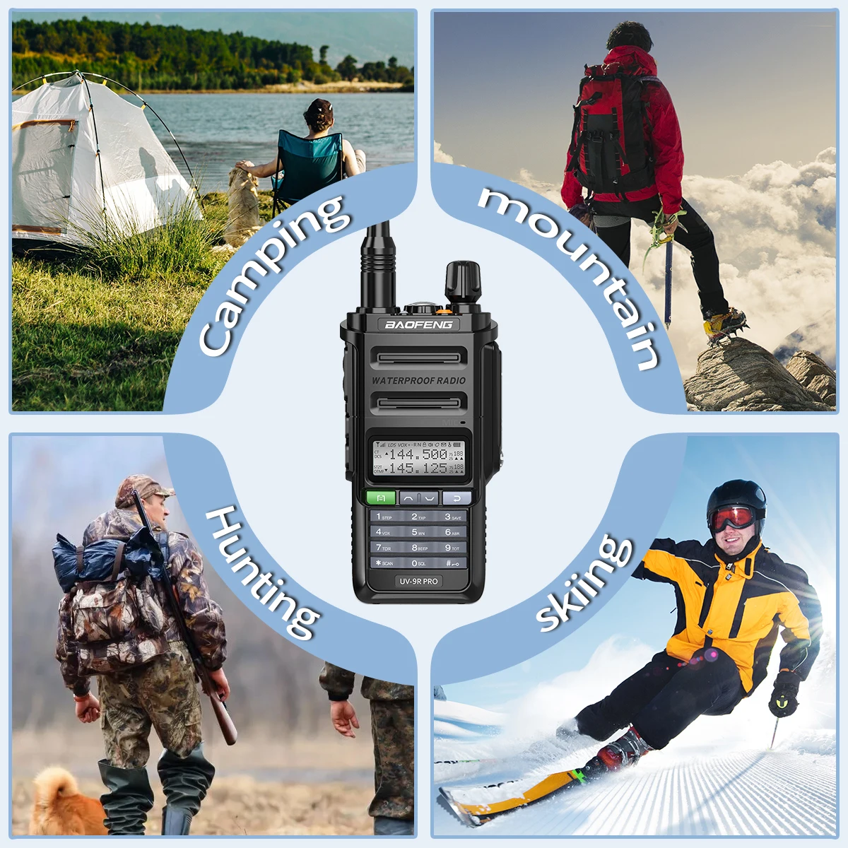 BAOFENG UV-9R PRO Multi Band Walkie Talkie IP68 Waterproof Wireless Copy Frequency Tri Power Type-C DTMF Long Range Ham Radio 6
