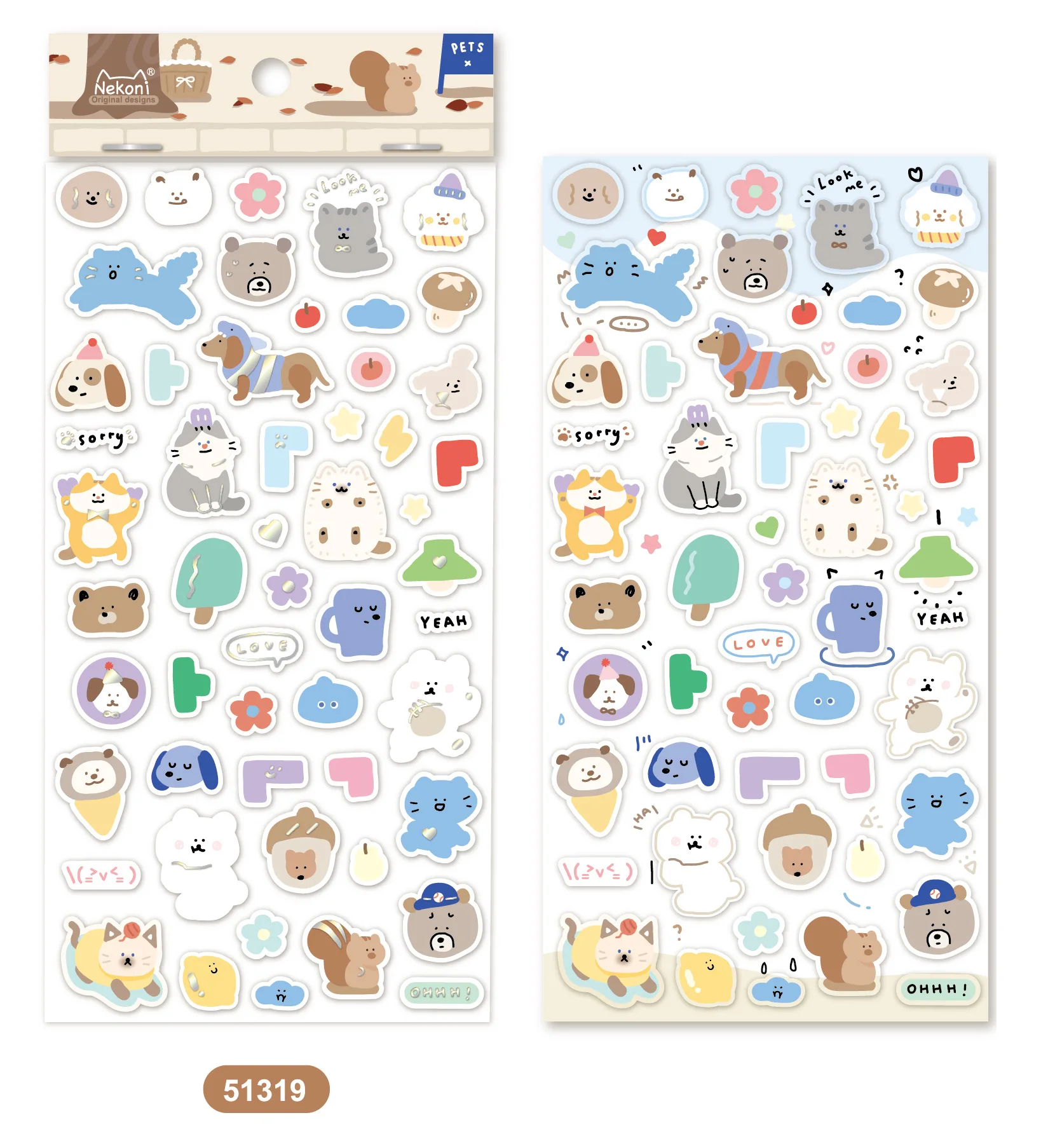 Korean Import NEKONI Double-layer Cute Animals Creative Stickers Scrapbooking Diy Journaling Diary Decor Stationery Sticker