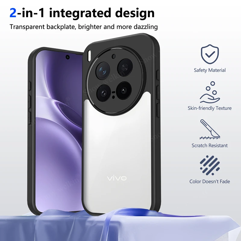 Clear Shockproof Phone Case | Transparent Silicone with PC Back and TPU Bumper