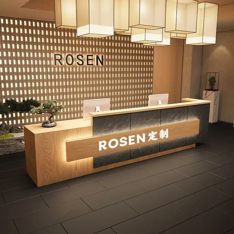 Beauty Institute Counter Reception Desk Luxury Receiption Modern Cosmetics Receptionist Front Salon Shop Service Hairdressing