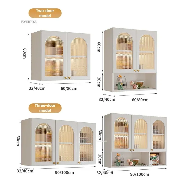 Nordic Multi-functional Kitchen Cabinets Home Kitchen Storage Cabinets Cream Style Living Room Restaurant Wall-mounted Cabinets 6