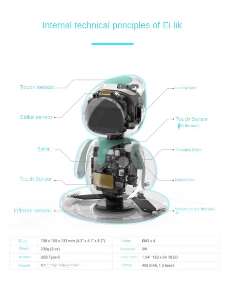  Eilik Azul - Robot Mascota Juguete Inteligente Interactivo:  Compañero para Casa y Trabajo, con Software de Última Generación - Juguete  Sensorial y Robot Que Habla, Regalo para Niños y Adultos