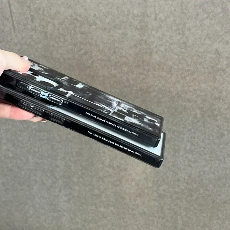 Fashion This Acrylic Black Border Protective Case for Samsung Galaxy S22U S23U S24 Ultra Shell with MagSafe