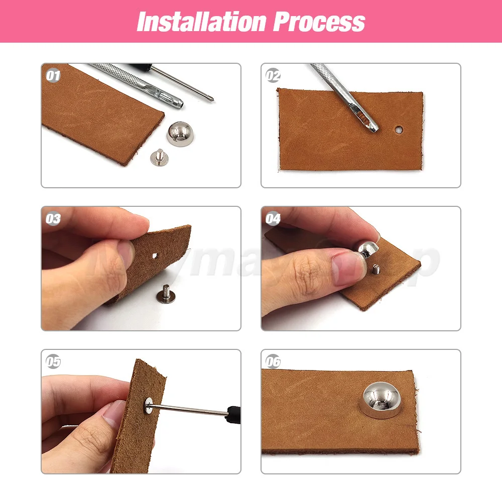 Metal Dome Rivets 10sets 8/10/12/15/20mm Metal Dome Rivet Screw Spike Studs For DIY Clothes