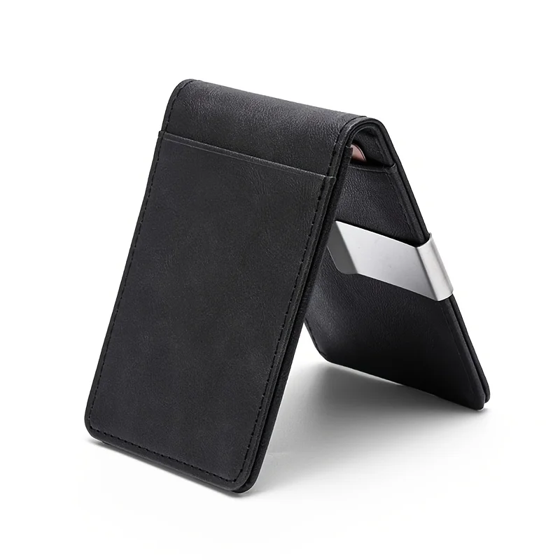 Sleek PU Leather Bi-Fold Wallet with Detachable Money Clip and Multi-Card Organizer