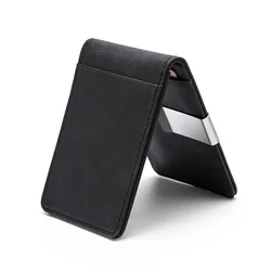 Sleek PU Leather Bi - Fold Wallet with Detachable Money Clip and Multi - Card Organizer (Black)