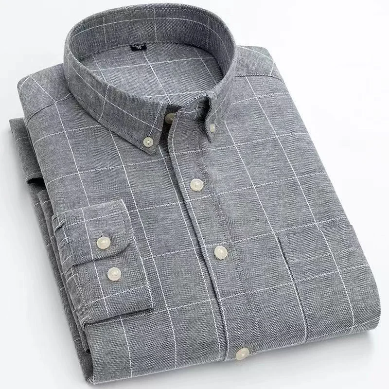 Fashion Lapel Button Spliced Pockets Lattice Shirts Men's Clothing 2023 Autumn New Oversized Casual Tops All-match Korean Shirt