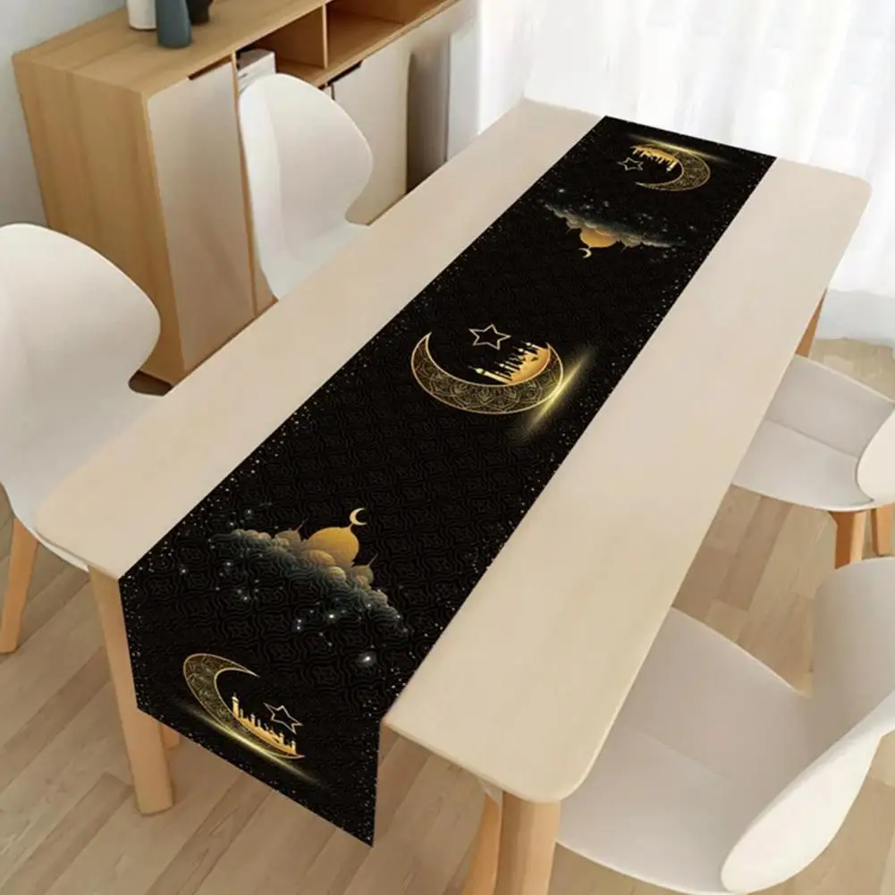 

Holiday Table Runner Elegant Ramadan Table Runner for Mubarak Party Supplies Super Soft Extra Long Dinning Table Cover Ornament