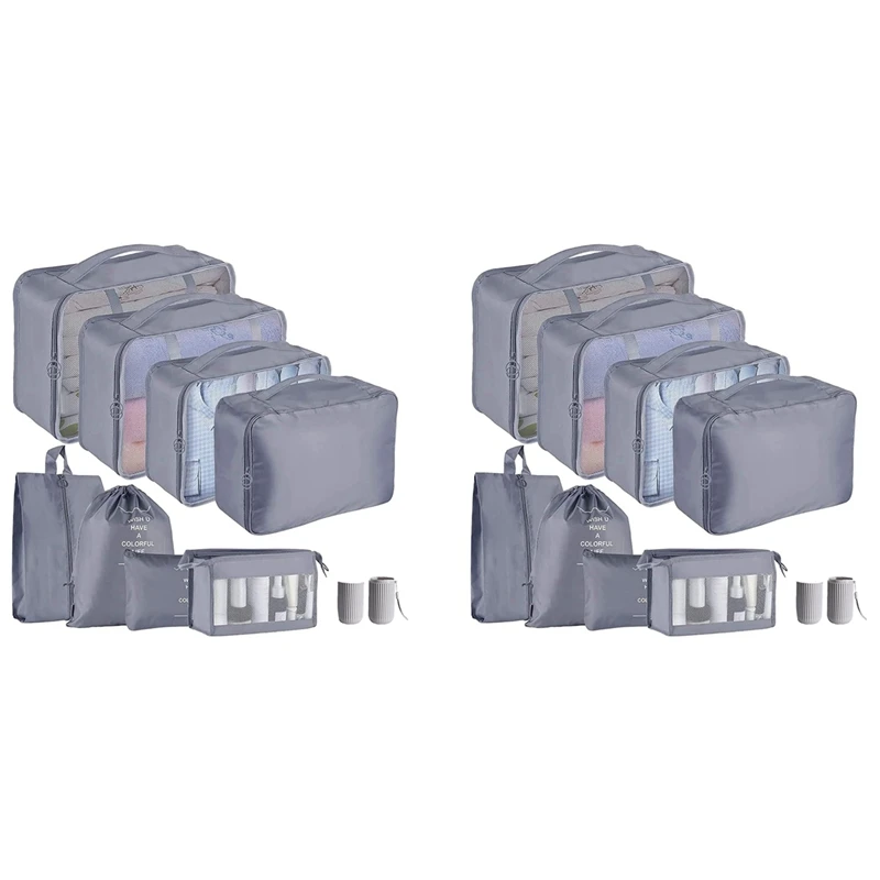 

LJL-Packing Cubes For Suitcase,18 PCS Travel Packing Cubes Lightweight Suitcase Organizer Bags Set Luggage Organizers