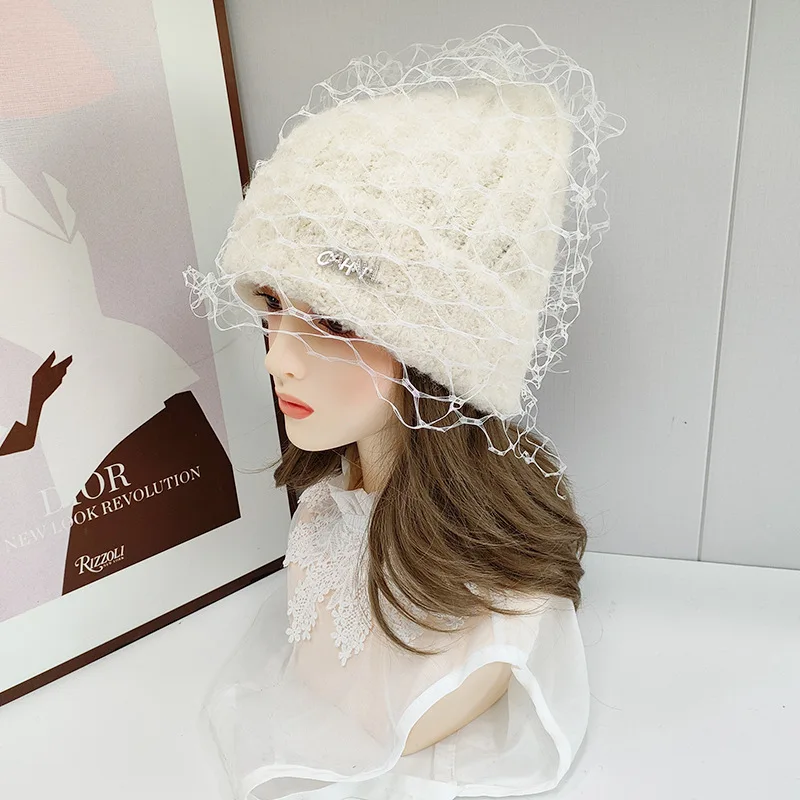 Hat Veil Women Winter Acrylic Knit Beanie Warm Accessory For Cold Weather Autumn Sports Skiing Outdoor Holiday 2