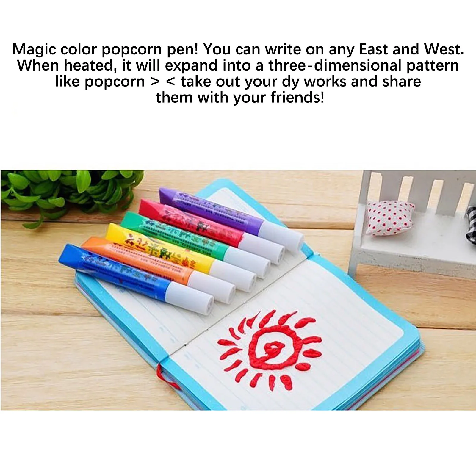 Diy Blase Popcorn Malerei Stift Magie 6-Farbe Blase Stift 3d Kunst Stift Kinder Malerei Färbung Kreative Marker stift 60ml – Detail 13