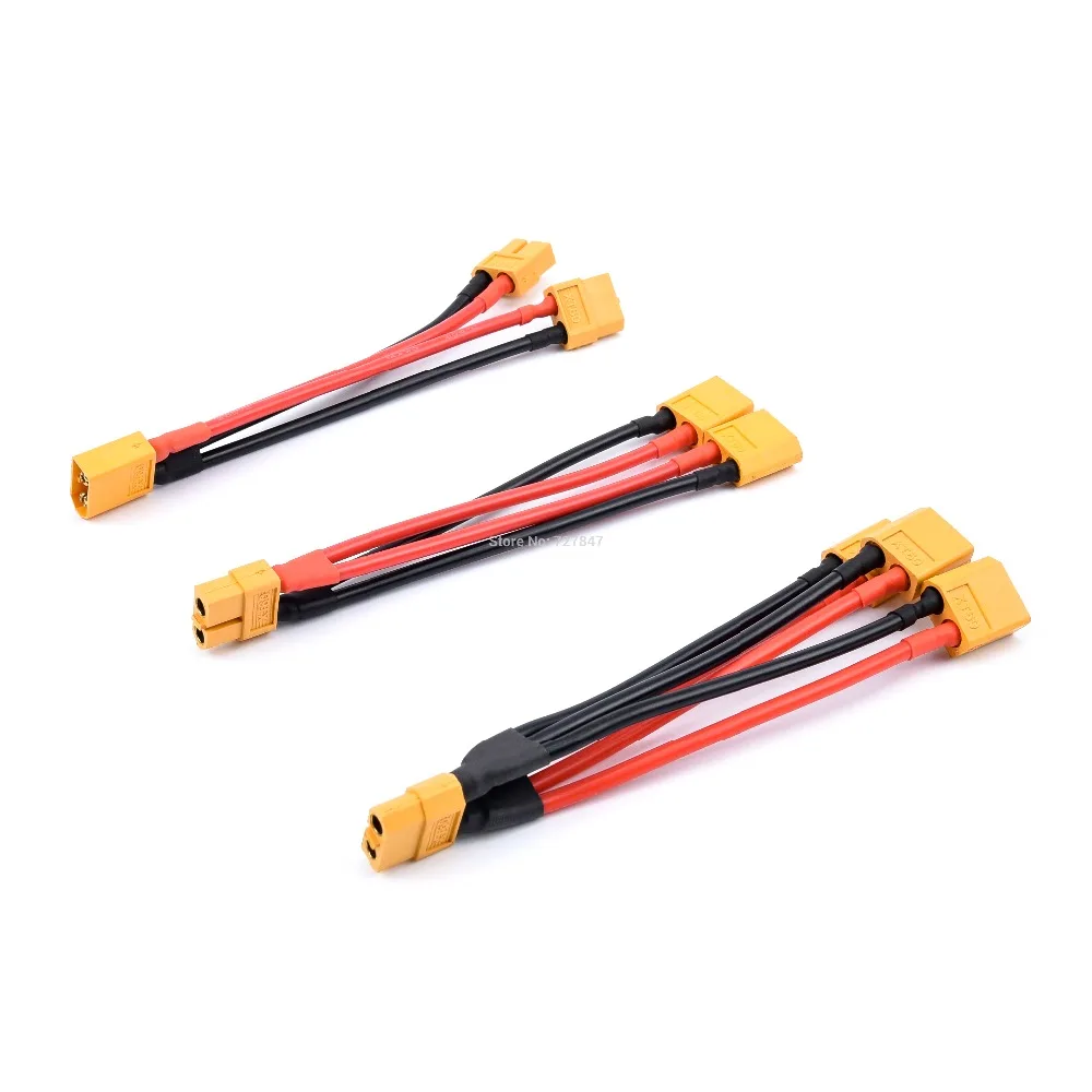 XT60 Parallel Battery Connector Male/Female Cable Dual Extension Y Splitter/ 3-Way 14AWG Silicone Wire for RC Battery Motor