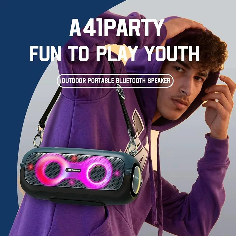 

HOPESTAR-A41Party 60w Stereo Portable Wireless Bluetooth speaker Card Creative lighting six level waterproof iron mesh subwoofer