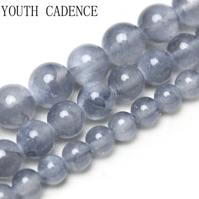 

Natural Gray Chalcedony Stone Loose Round Spacer Beads For Jewelry Making DIY Earring Bracelet Necklace Accessory 4/ 6/8/10/12mm