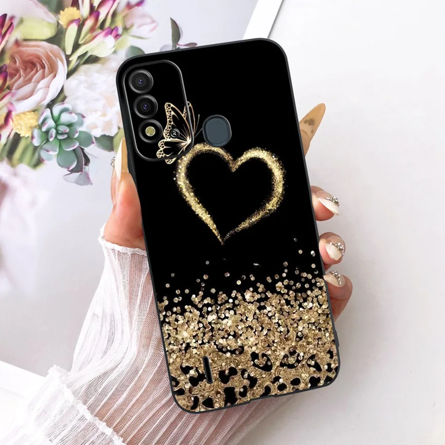 Elegant Flower & Butterfly Soft Black Silicone Phone Case