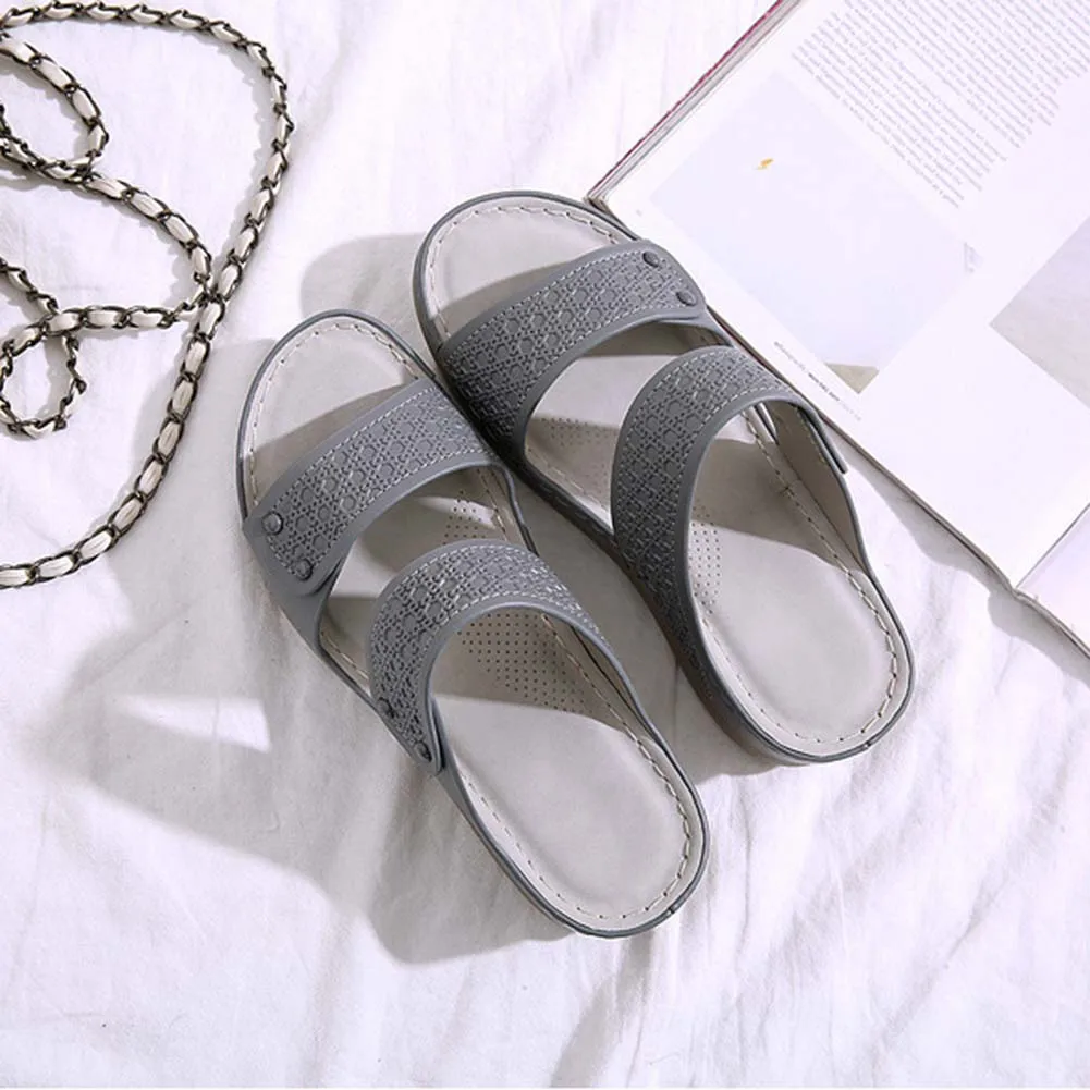 

Vintage Wedges Sandals With Rivets Lightweight Non-Slip Beach Shoes For Shopping Dating