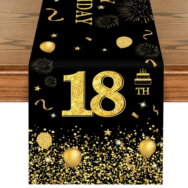 Runner Tavolo Oro Per 70&deg; Compleanno - 28cmx10m, Decorazione Feste, Natale E Banchetti