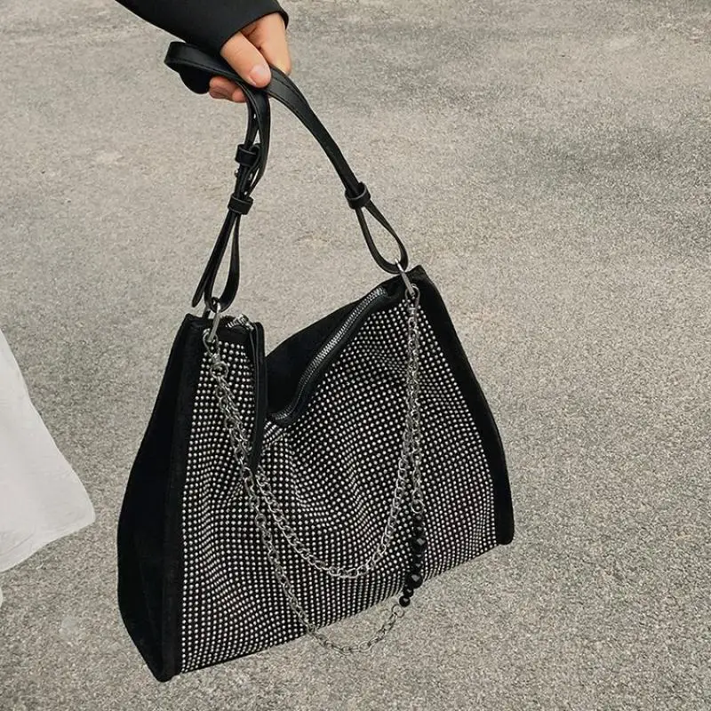 Chain Diamonds Totes Shoulder Bags for Women Large Capacity Top Handle