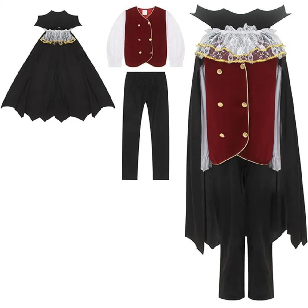 thumbnail image 1 of Disfraces de vampiro de Halloween, cosplay para niños, lindos niños, conjunto de lujo, atuendo gótico, disfraces de fiesta, 1 of 4