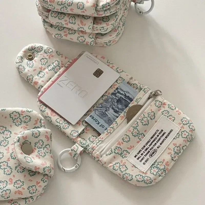Cute Student Coin Purse Card Simplicity Floral Korean Fashion Wallet Card Holder for Girls Portable Cute Small Storage Bag 1 Pc coin purse coin wallet storage bag