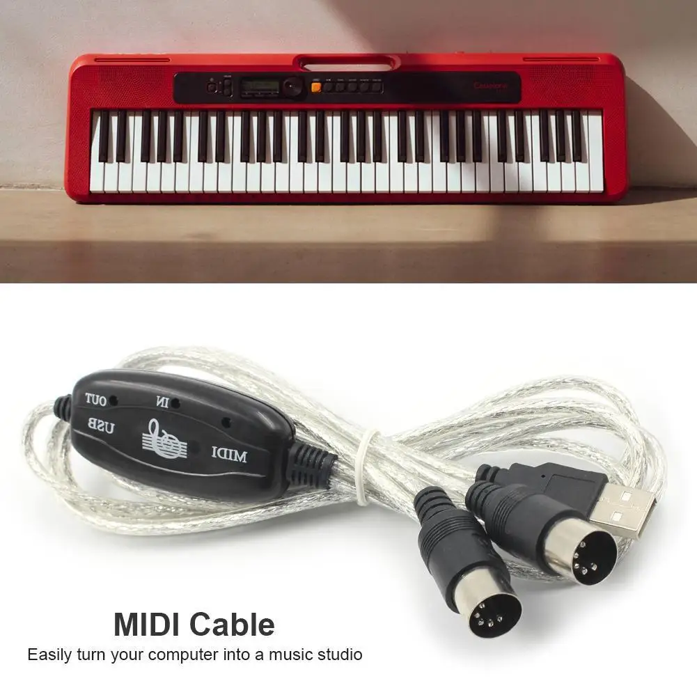 PC 컴퓨터용 USB 입력 출력 MIDI 어댑터 케이블, 음악 키보드 변환기 코드 와이어