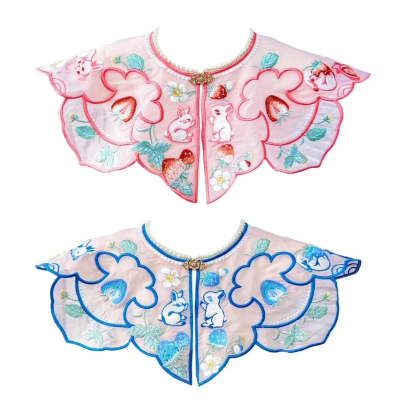 

Ancient Hanfu Collar False Pearls Yunjian Embroidery Lace Collar Hanfu Shawl