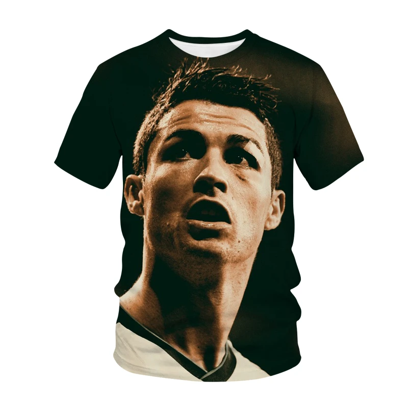Camiseta con estampado 3D de Cristiano Ronaldo para hombre y mujer, ropa de calle de de fútbol, moda de manga corta, ropa deportiva CR7, Tops| | -
