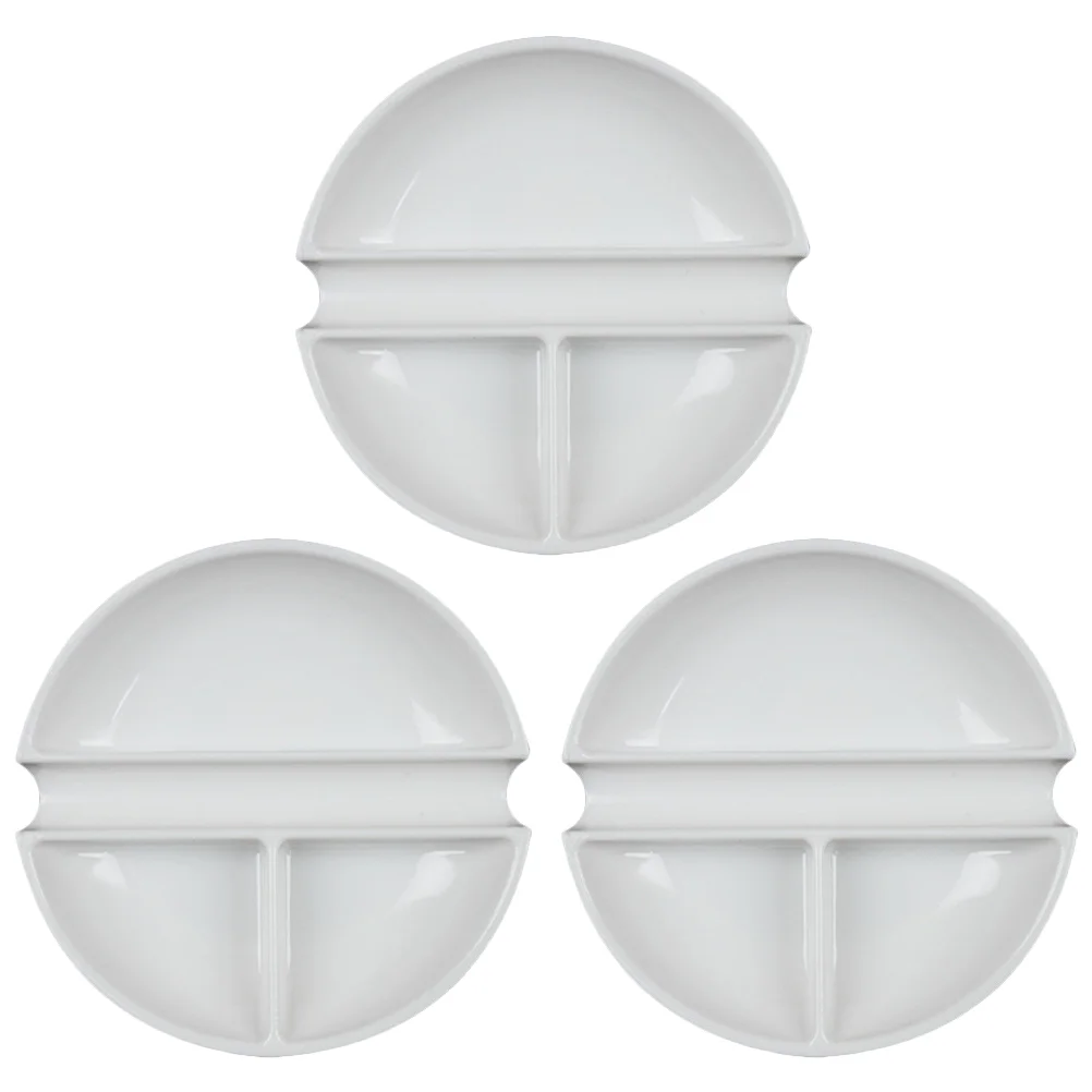 

3PCS Imitation Porcelain Palettes Multi-purpose Round Pen Shelf Calligraphy and Painting Portable Ink Plates for Students