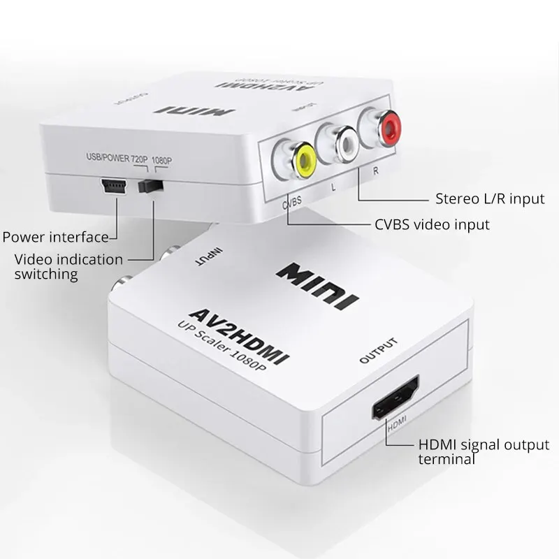 AV To HDMI Converter AV To HDMI Video Adapter Monitoring Set Top Box To TV High Definition Adapter