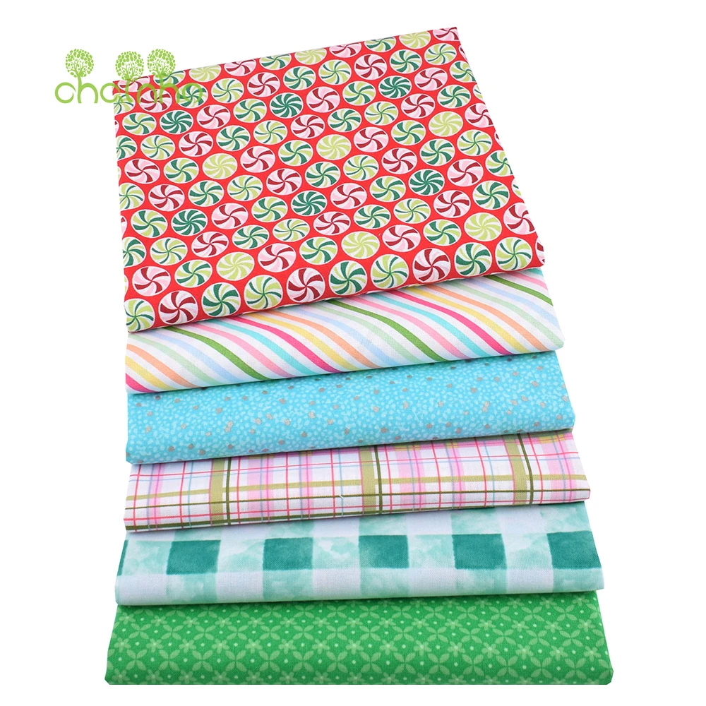 Chainho,Printed Plain Weave Cotton Fabric,Handmade DIY Quilting Sewing Material,Patchwork Cloth,Geometric Series,20x25cm,15CD82