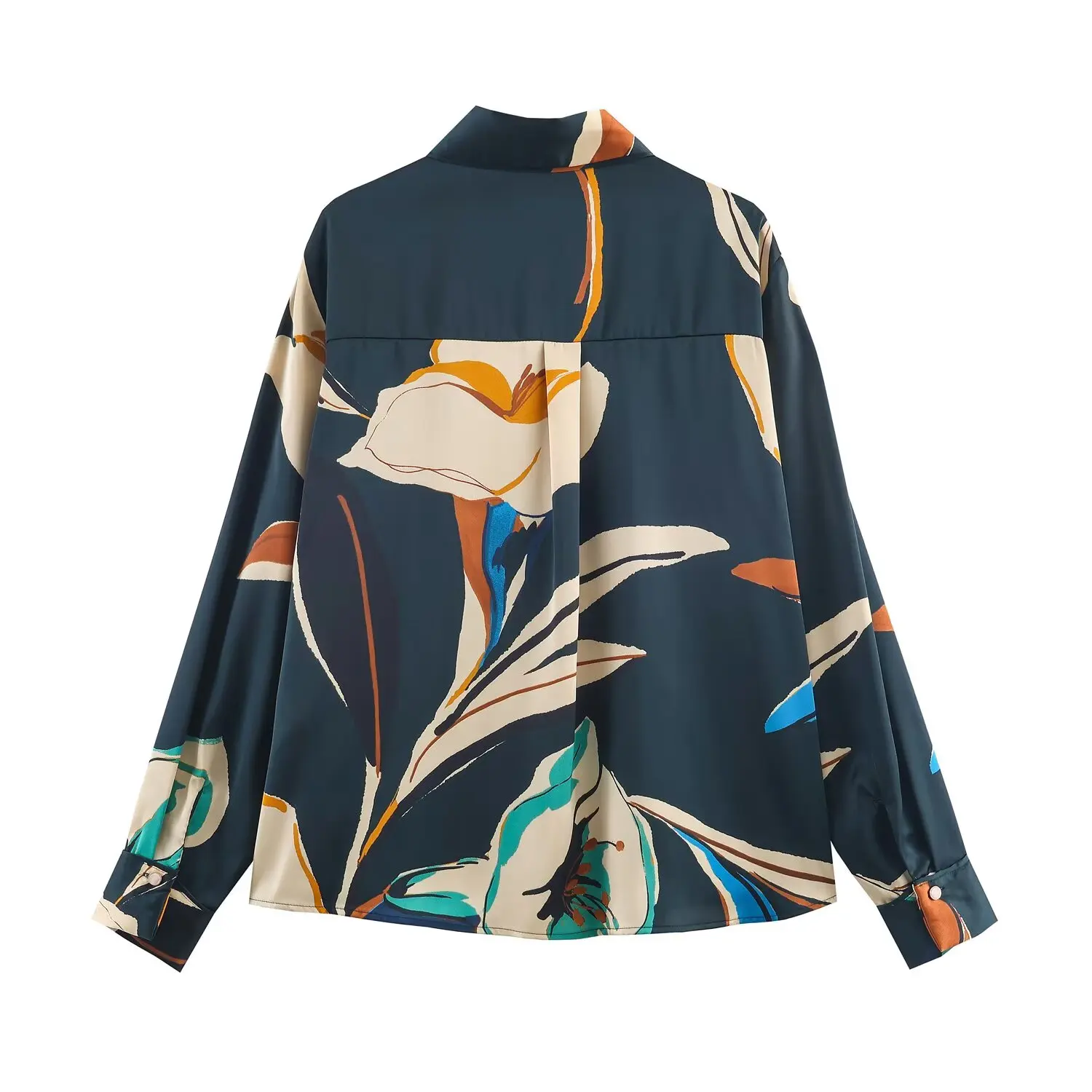 Women's Fashion Vintage Printed Shirt Female Spring Autumn New Loose Casual Long Sleeved Single Breasted Shirt Lady Commut Top